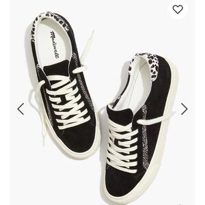 Madewell Sidewalk Low Top Sneakers Suede Spot Calf Hair MA522 10 Black